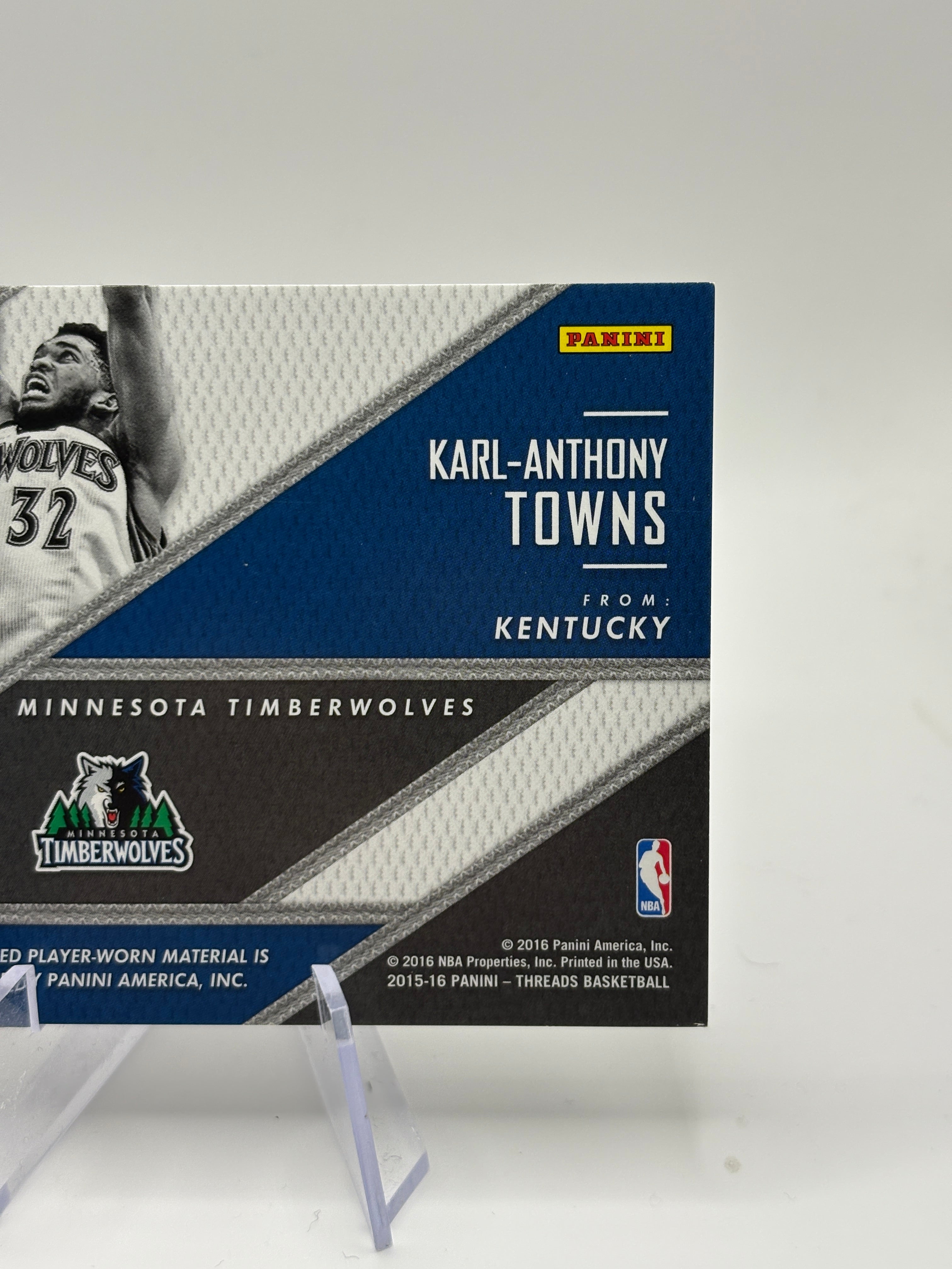 2015-16 Panini Threads Rookie Threads Insert #5 KARL-ANTHONY TOWNS Patch Card RC FRENLY BRICKS - Open 7 Days
